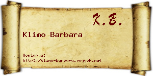Klimo Barbara névjegykártya